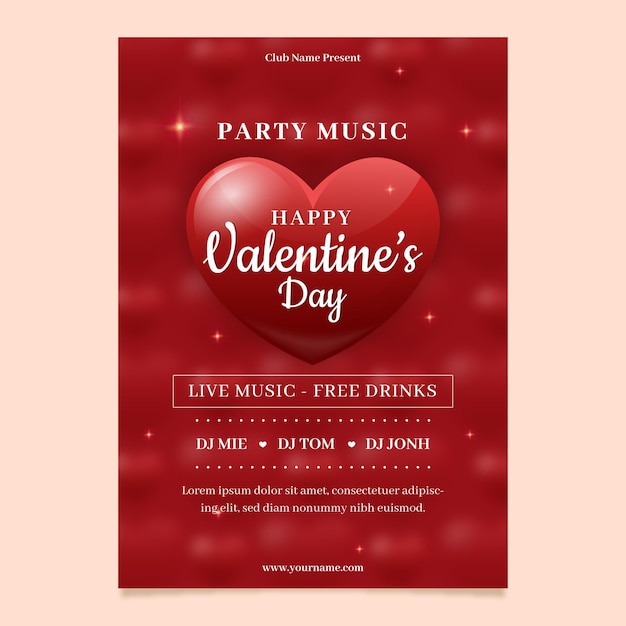 Kostenloser Vektor unscharfe valentinstag party flyer vorlage