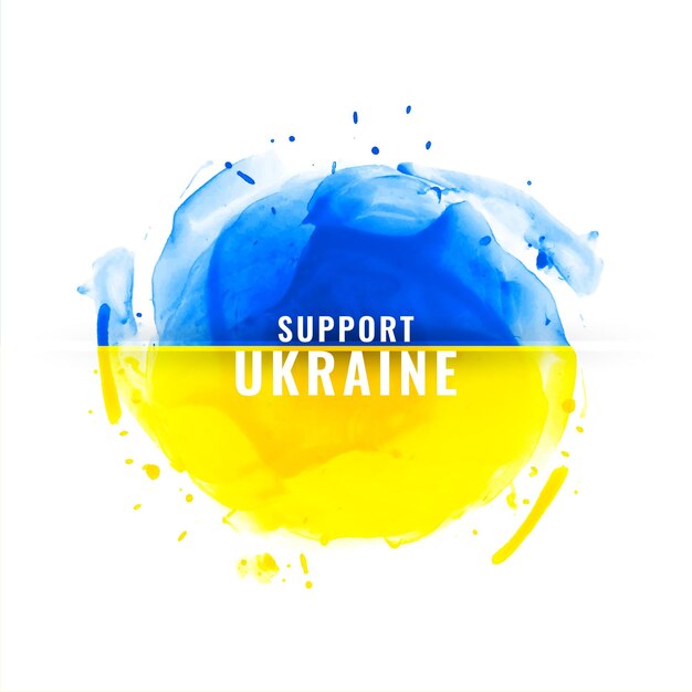 Unterstützen Sie Ukraine-Text mit Aquarell-Splash-Flaggendesign-Vektor