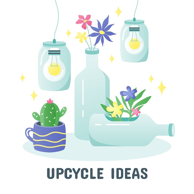 Upcycle-illustration mit farbverlauf