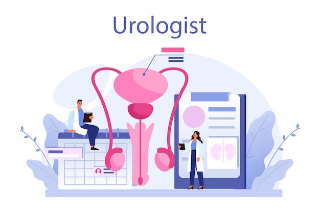 Urologe konzept idee der nieren- und blasenbehandlung krankenhausversorgung nierenuntersuchung endoskopie partielle nephrektomie urologie inneres menschliches organ vektorgrafik im cartoon-stil