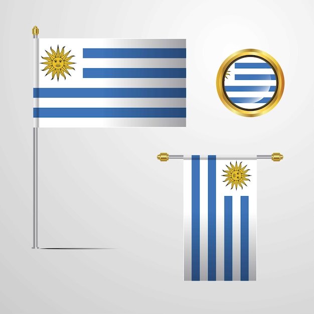Uruguay winken flaggendesign mit ausweisvektor Premium Vektoren