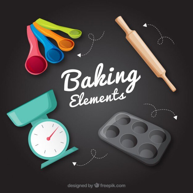 Kostenlose Vektor utensilien für die bäckerei-set