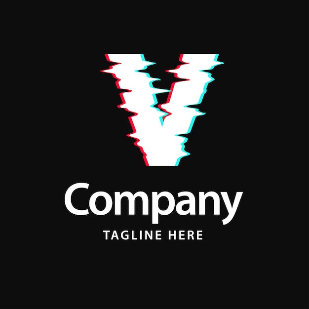 V glitch logo business brand identity design vektorillustration