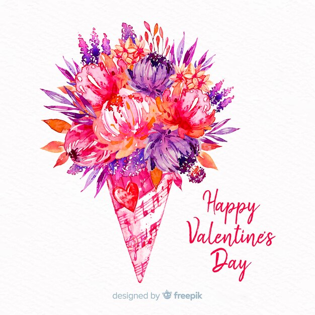 Valentine Aquarell Blumenstrauß Hintergrund