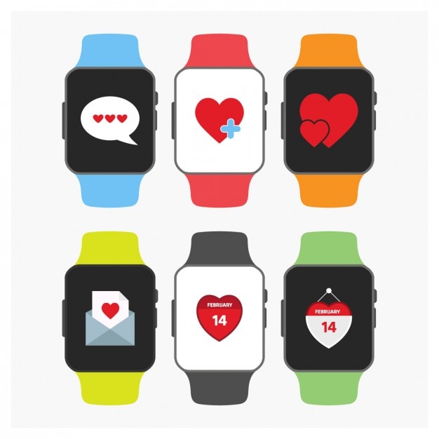 Kostenlose Vektor valentine day smartwatch-sammlung