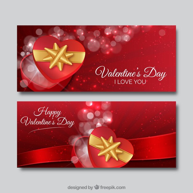 Valentines banner mit geschenken