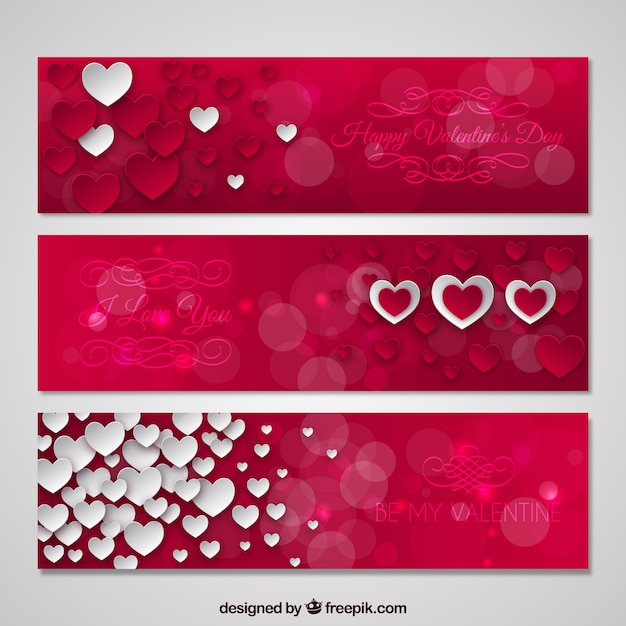 Kostenloser Vektor valentines day-banner in rosa farbe