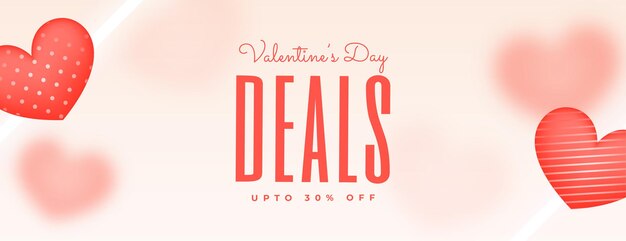 Valentinstag-Angebote-Banner mit 3D-Herz-Design