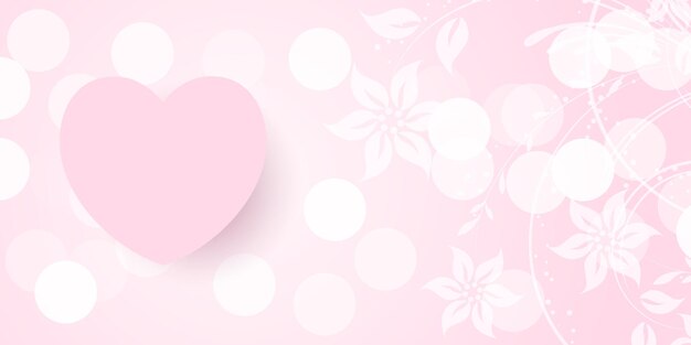 Valentinstag-banner mit bokeh-lichtern und blumenmuster