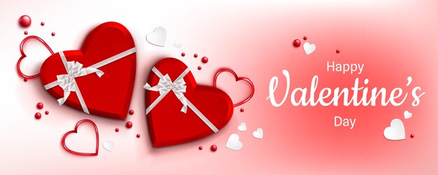 Kostenloser Vektor valentinstag-banner mit herzformen