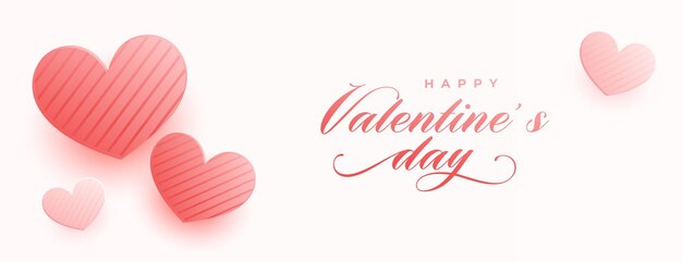 Valentinstag-Banner mit weichen rosa Herzen