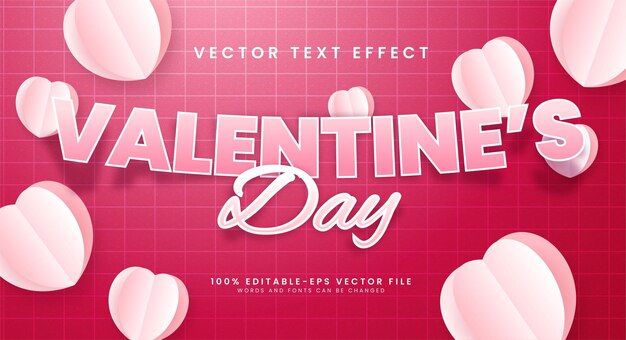 Valentinstag bearbeitbarer textstileffekt. papiergeschnittener valentinstext, geeignet für romantische oder valentinsthemen.