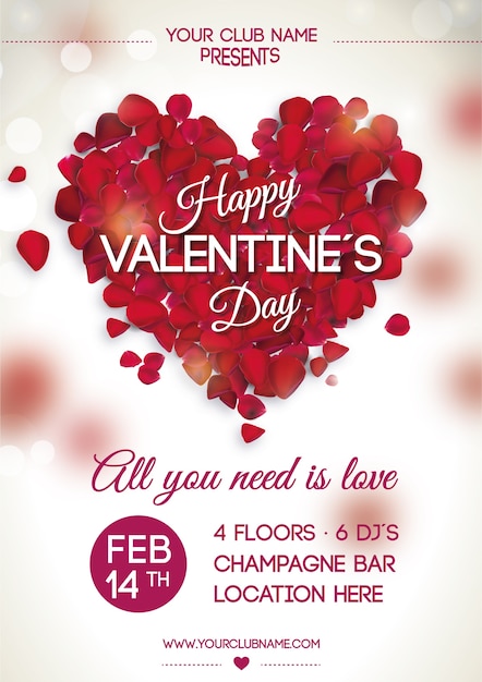 Valentinstag-club party poster