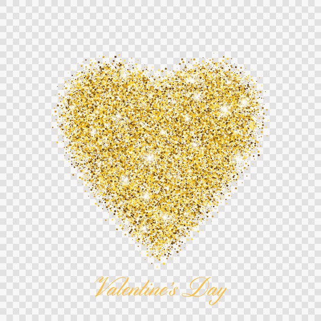 Valentinstag Goldglitter glänzendes Herz. Vektorillustrations-Liebesherzsymbol