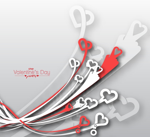 Kostenloser Vektor valentinstag, heart wave line hintergrund.