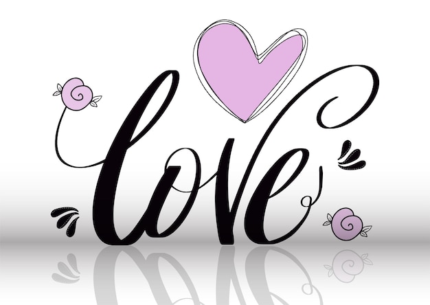 Valentinstag Hintergrund mit einem handgezeichneten Design und Schriftzug