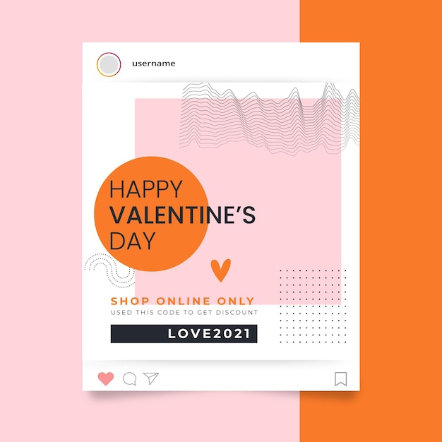 Kostenloser Vektor valentinstag instagram post vorlage