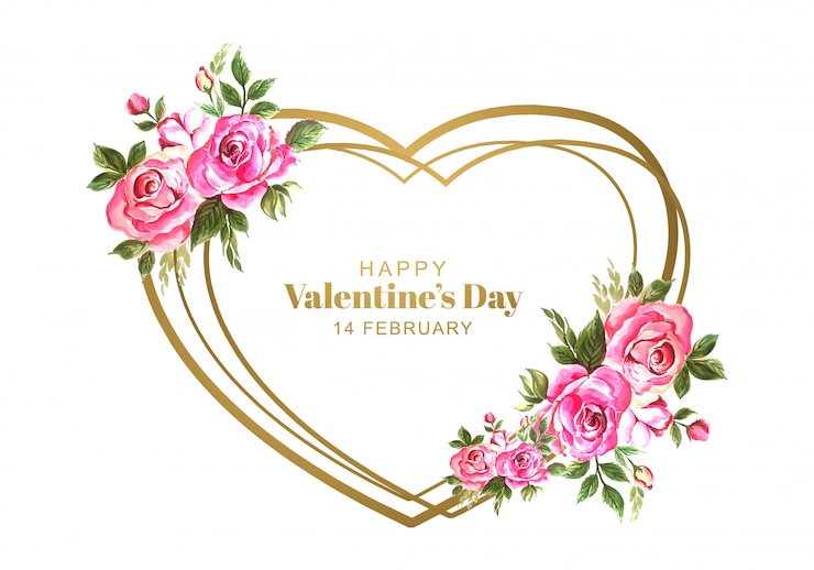 Kostenlose Vektor valentinstag mit dekorativen blumen