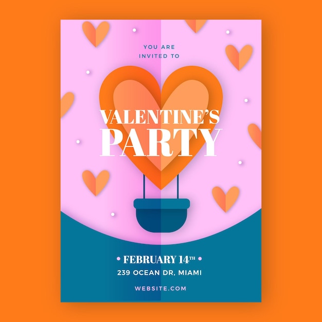 Kostenloser Vektor valentinstag party poster vorlage