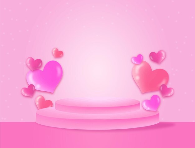 Valentinstag-Podium mit realistischen Herzen