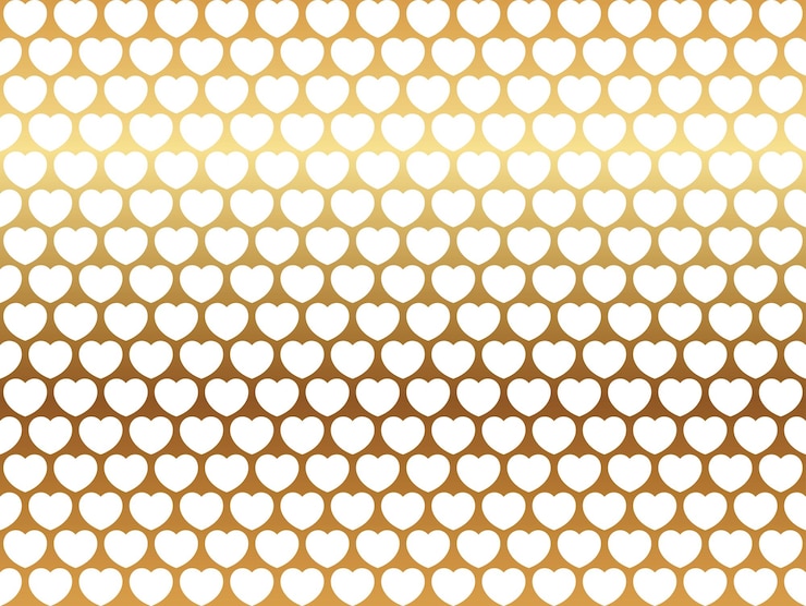 Kostenlose Vektor valentinstag, seamless, vektor, abbildung, mit, a, herz, muster, auf, a, reflektieren, gold, hintergrund.
