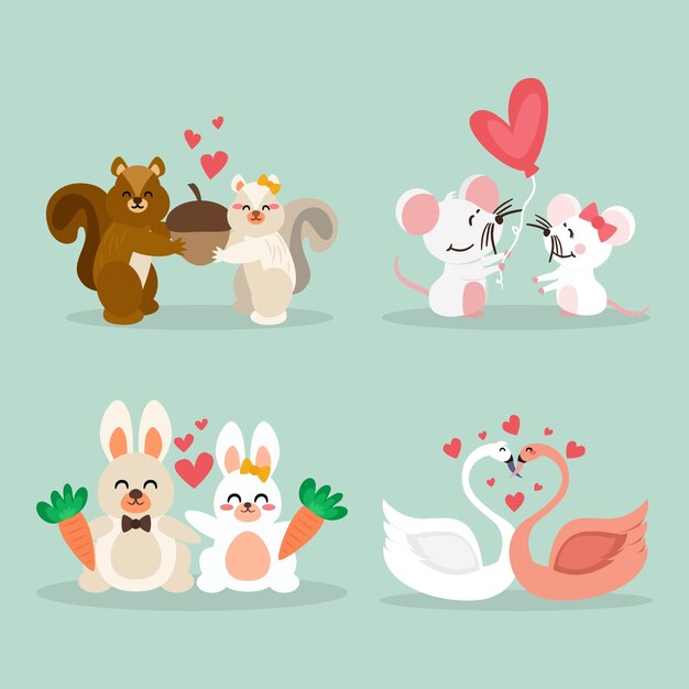 Valentinstag Tier paar Sammlung Konzept
