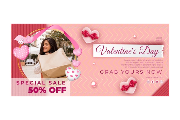 Kostenloser Vektor valentinstag verkauf banner vorlage