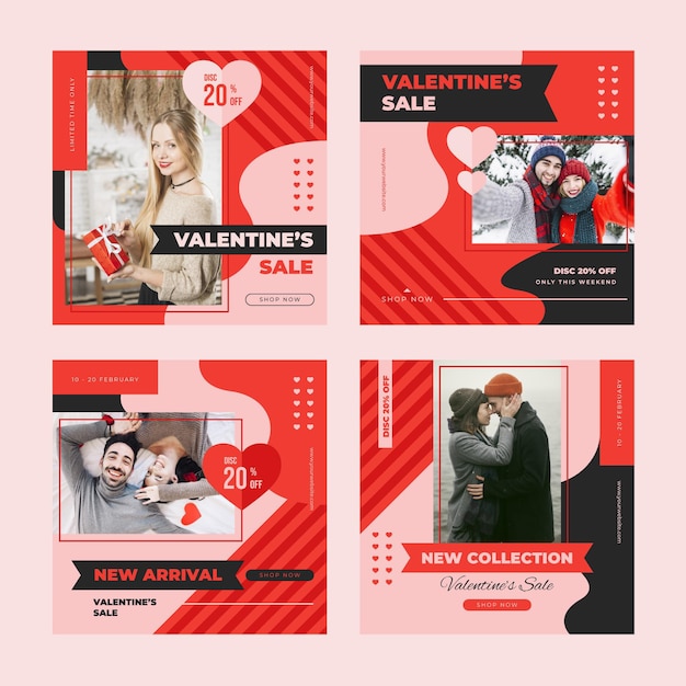 Kostenloser Vektor valentinstag verkauf instagram post sammlung