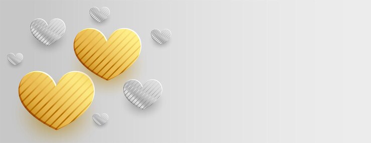 Kostenlose Vektor valentinstag zwei goldene herzen mit textraum