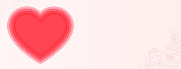 Valentinstagfahne mit roten Herzen im Papierstil