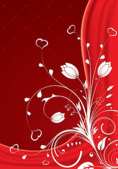 Valentinstaghintergrund mit blumen und herzen, element für design, vektorillustration