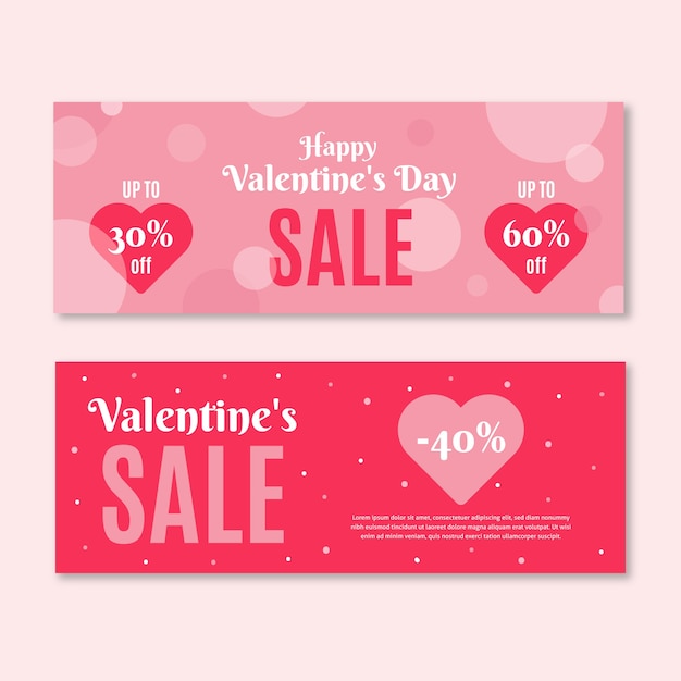 Valentinstagverkaufsfahnen im flachen Design
