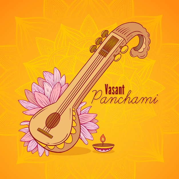 Kostenloser Vektor vasant panchami festival instrument