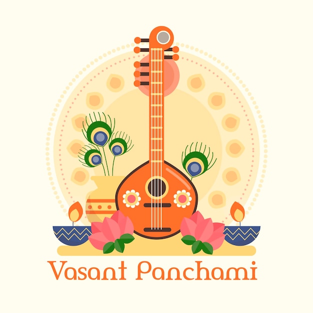 Vasant panchami im flachen design