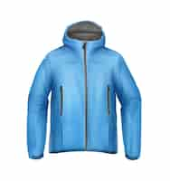 Kostenloser Vektor vector blaue softshell unisex sportjacke mit kapuze vorderansicht lokalisiert auf weißem hintergrund