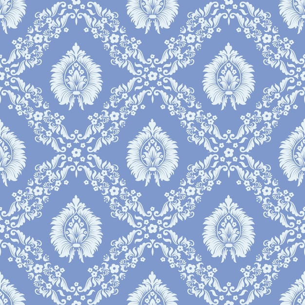 Kostenloser Vektor vector damast nahtlose muster hintergrund. klassische luxus altmodische damast ornament, royal victorian nahtlose textur für tapeten, textil, verpackung. exquisite blumen-barock-vorlage.