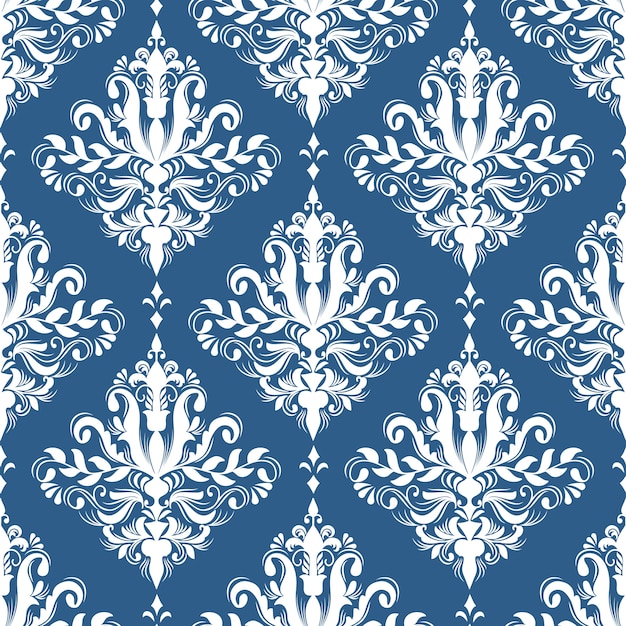 Kostenloser Vektor vector damast nahtlose muster hintergrund. klassische luxus altmodische damast ornament, royal victorian nahtlose textur für tapeten, textil, verpackung. exquisite blumen-barock-vorlage.