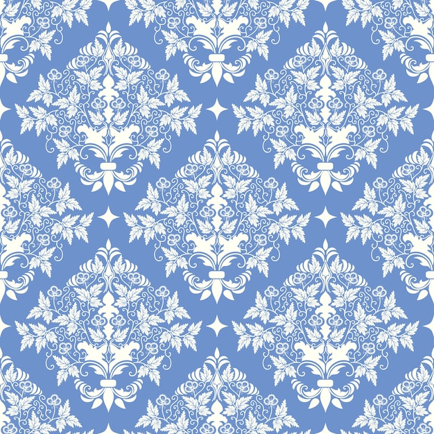 Vector Damast nahtlose Muster Hintergrund. Klassische Luxus altmodische Damast Ornament, royal victorian nahtlose Textur für Tapeten, Textil, Verpackung. Exquisite Blumen-Barock-Vorlage.