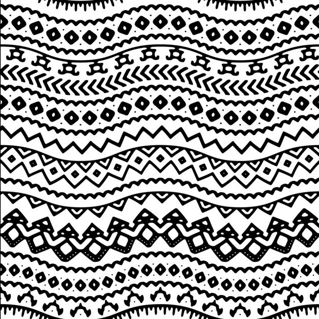 Kostenlose Vektor vector nahtlose mono muster tribal style