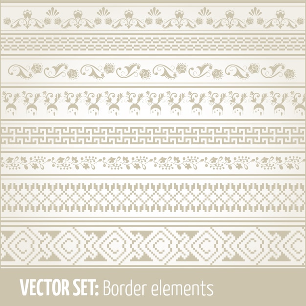 Kostenloser Vektor vector reihe von rand-elemente und seite dekoration elemente. rahmendekoration elemente muster. ethnische grenzen vektor illustrationen.