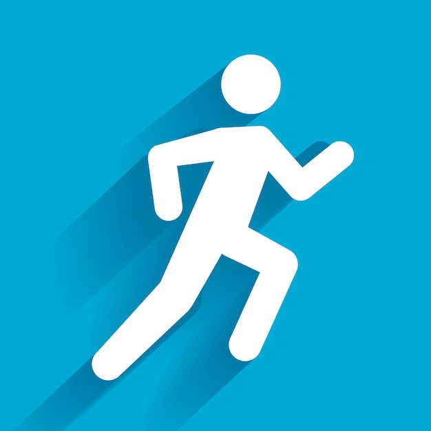 Vector Running Illustration, weißer Mann auf blau