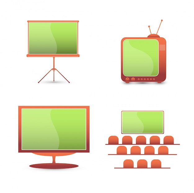 Vector set farbe symbole. tv-monitor