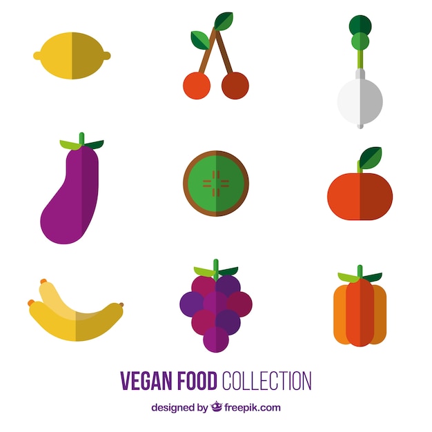 Vegan food set in flaches design