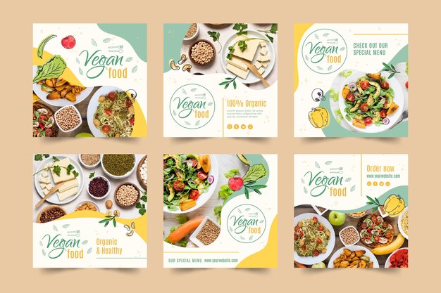 Veganische Lebensmittel-Instagram-Post-Vorlage