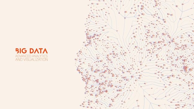 Vektor abstrakte farbenfrohe grafik visualisierung von big-data-informationen finanzanalyse komplexer datenbanken in sozialen netzwerken klärung der komplexität von visuellen informationen komplizierte datenwolke