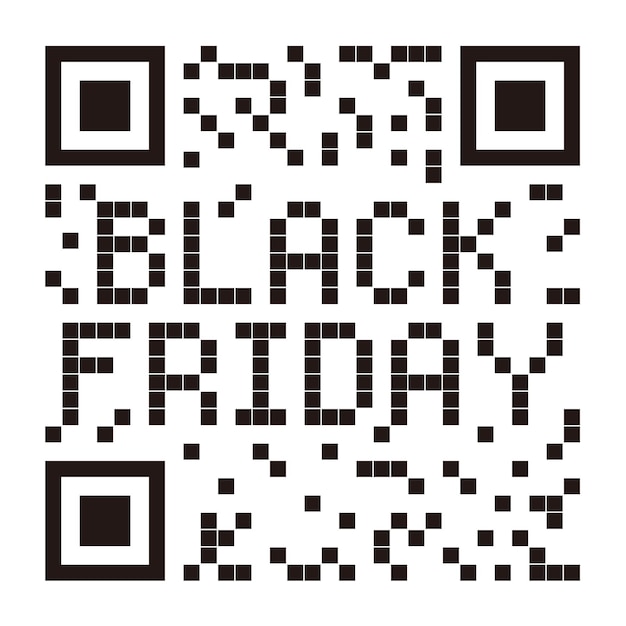 Vektor-black-friday-qr-code mit black friday-logo auf einem weißen hintergrund isoliert