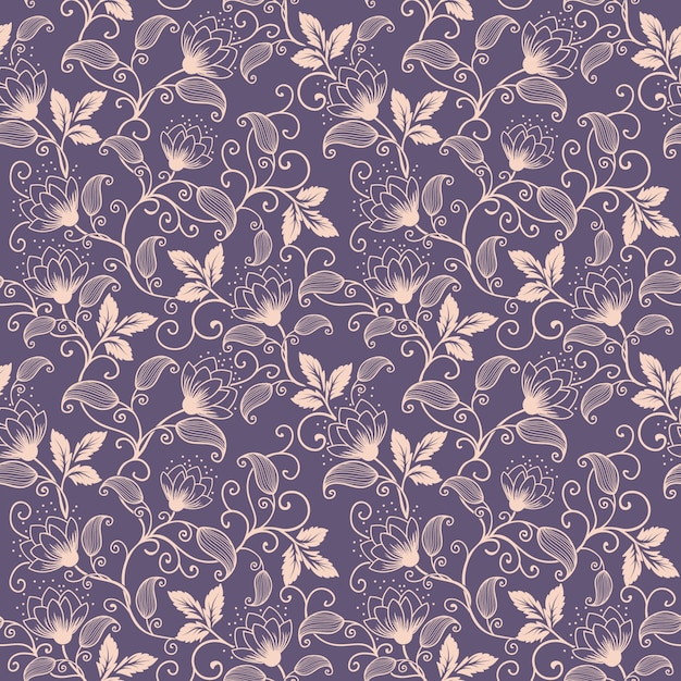 Kostenloser Vektor vektor blume nahtlose muster hintergrund. elegante textur für hintergründe. klassische luxus altmodische floralen ornament, nahtlose textur für tapeten, textil, verpackung.