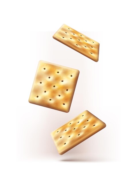 Vektor Fallende chrispy salzige Cracker isoliert