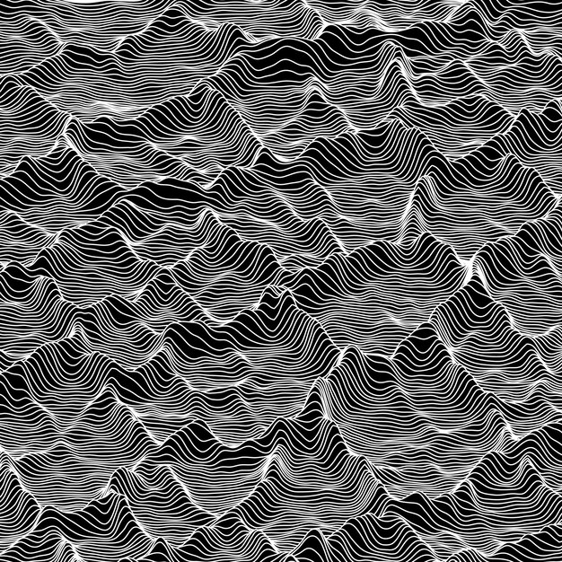 Vektor gestreifter Graustufenhintergrund. Abstrakte Linienwellen