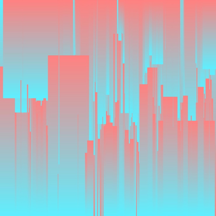Kostenlose Vektor vektor-glitch-hintergrund. futuristische stadt, abstrakte wolkenkratzer.